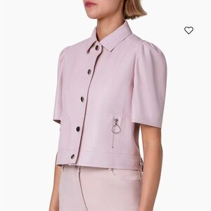 Akris Punto Leather Pindot Shirt Jacket Size 8